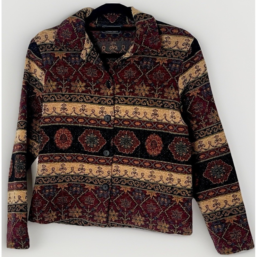 Vintage Carol Anderson Collection Tapestry Boho Jacket Women S/M Lightweight